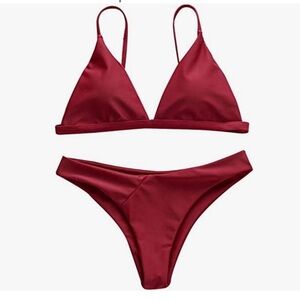 Zaful High Waisted Triangle  2 Pc. Burgandy Bikini size 8 NEW